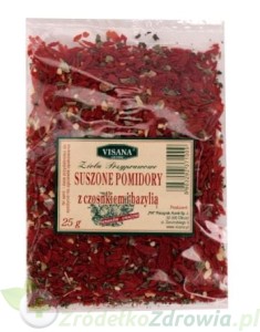 Suszone pomidory z czosnkiem i bazylią 25g Visana