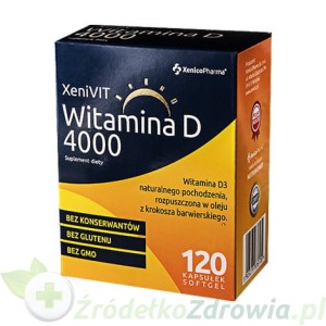 XeniVit Witamina D3 4000, 120 kapsułek w oleju z krokosza barwierskiego